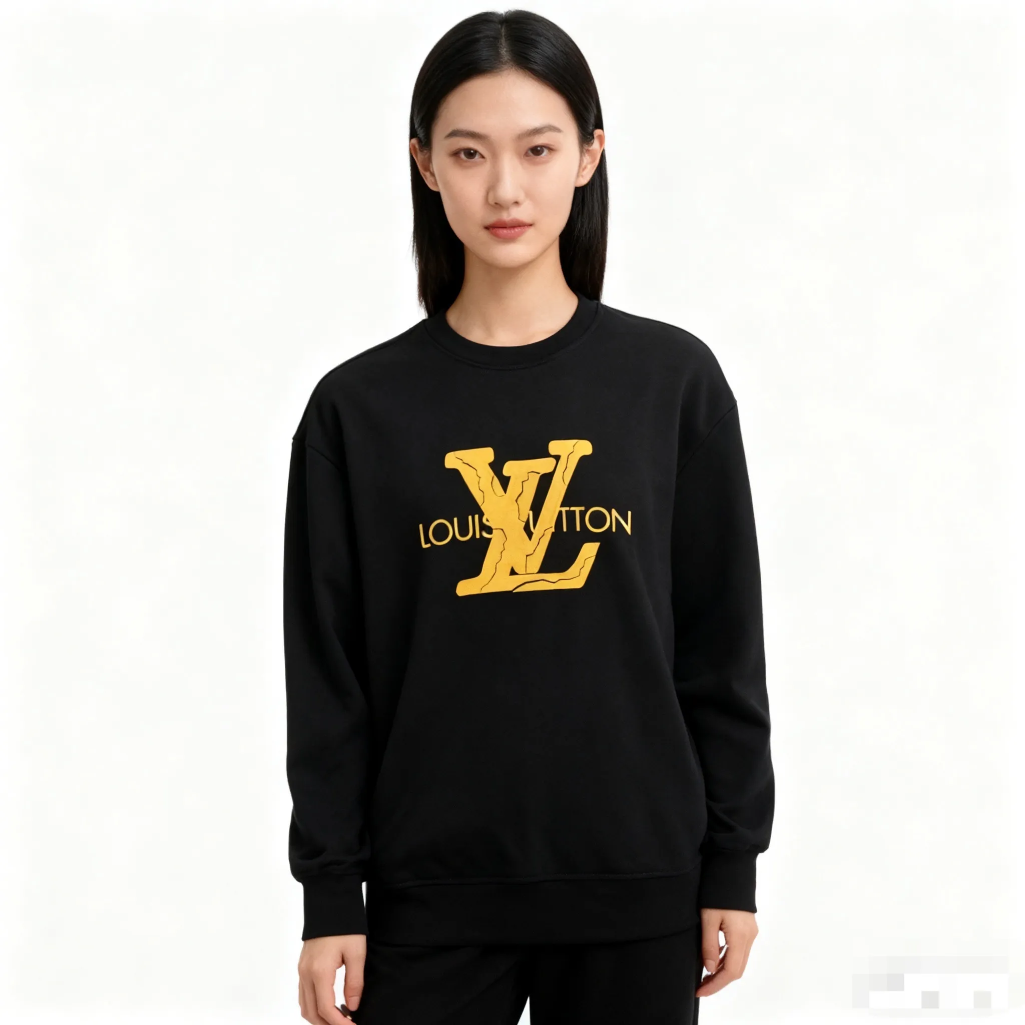 Louis Vuitton/Louis Vuitton 25Fw three-dimensional logo print crew neck sweatshirt